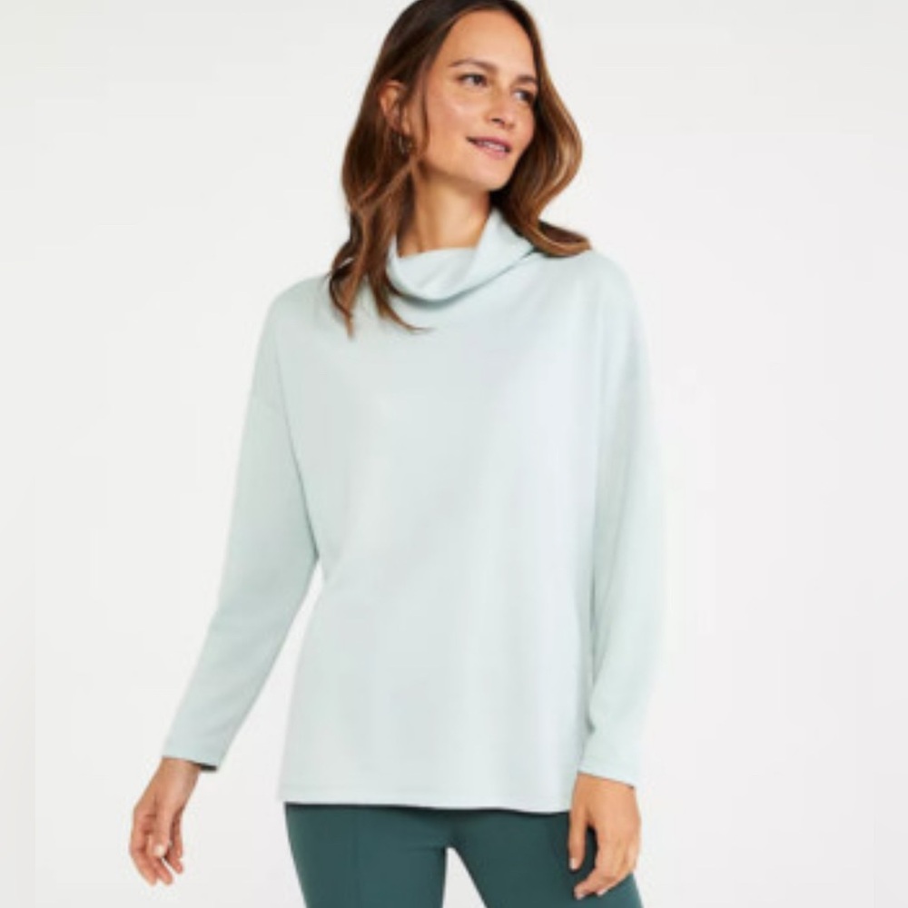 Ann Taylor Cowl Neck Tunic Sweatshirt in Aqua Grey Size XS